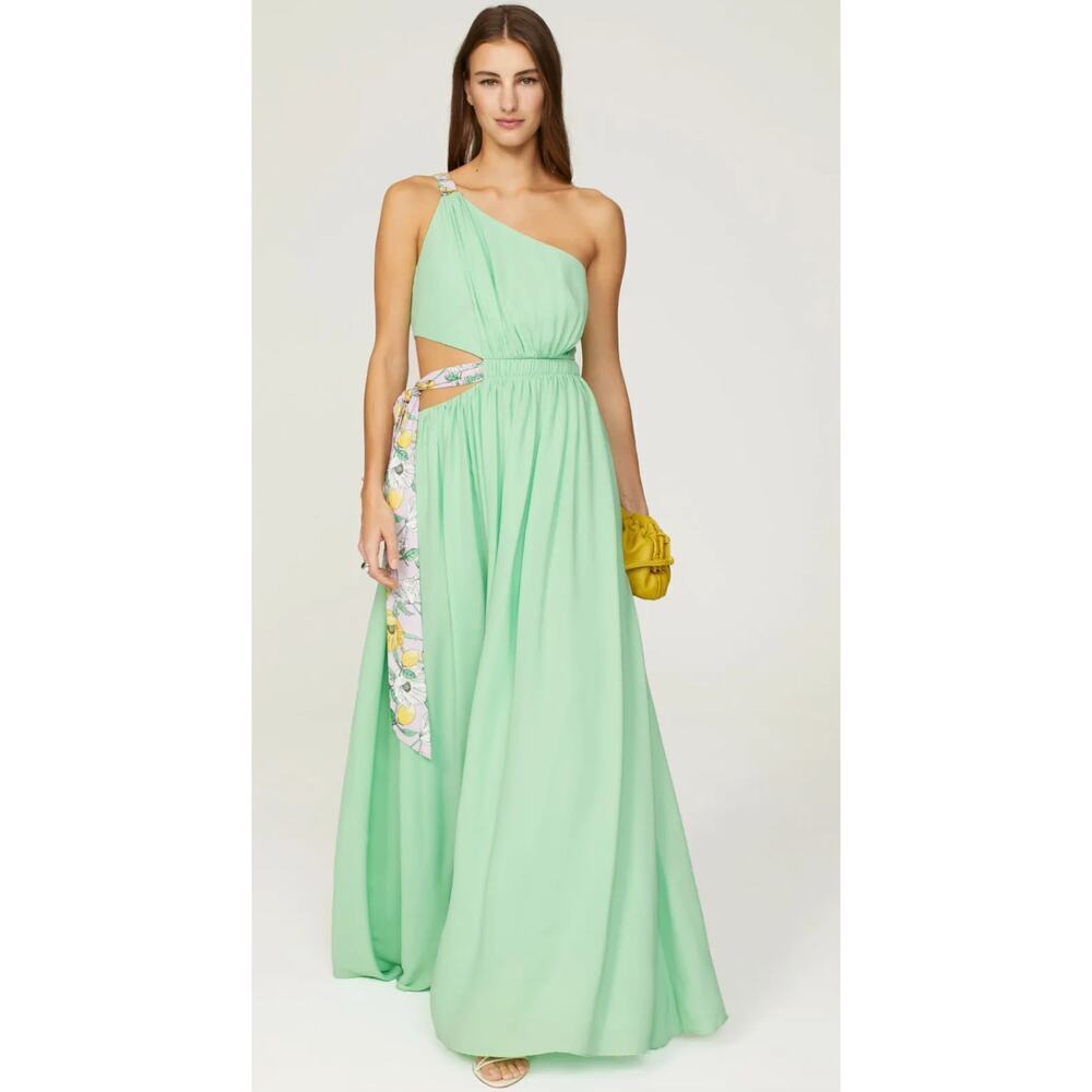 AMUR Zela One Shoulder Gown in Green Wedding Guest Size 6